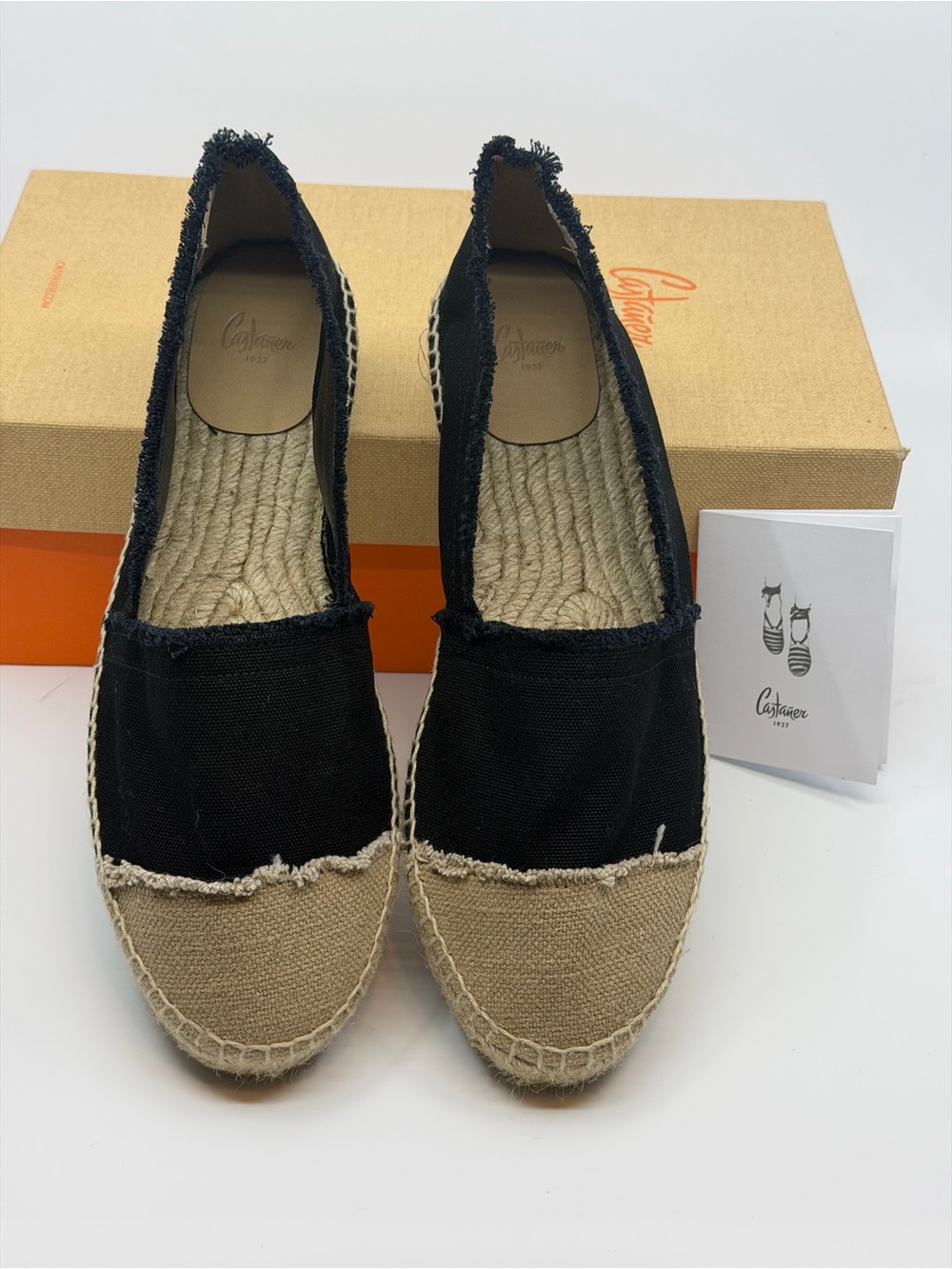 Castaner Women’s New Black and Natural Canvas Espadrille Flats